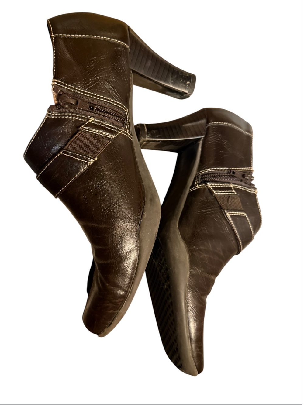 Y2K AEROSOLE  Women's Brown Leather Ankle Boots SZ 7.5  Strap Shooties Shoes